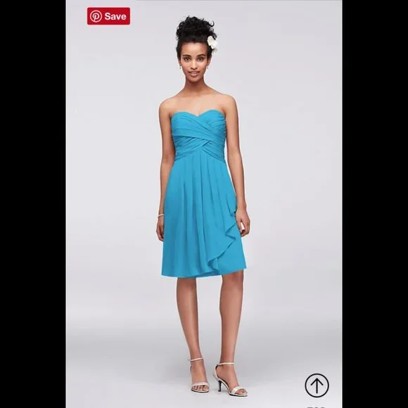 David's Bridal | Dresses | Davids Bridal Short Strapless Crinkle Chiffon Bridesmaid  Dress | Poshmark